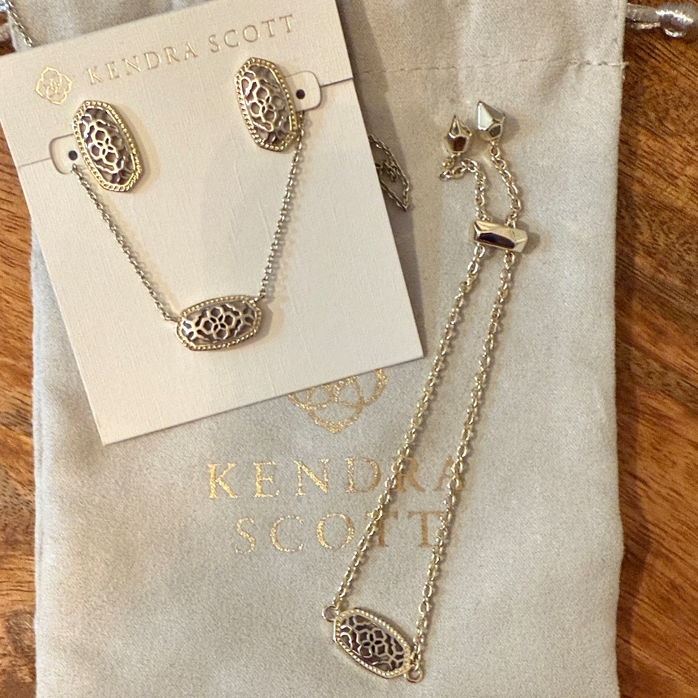Kendra Scott Gold/Silver Jewelry Set ,necklace, earrings & bracelet!!!